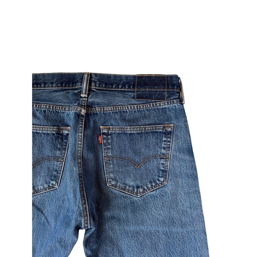 Levi's Dark Wash Blue Jeans Denim Men's Size 34 x 34 5 Button Ripped Distressed